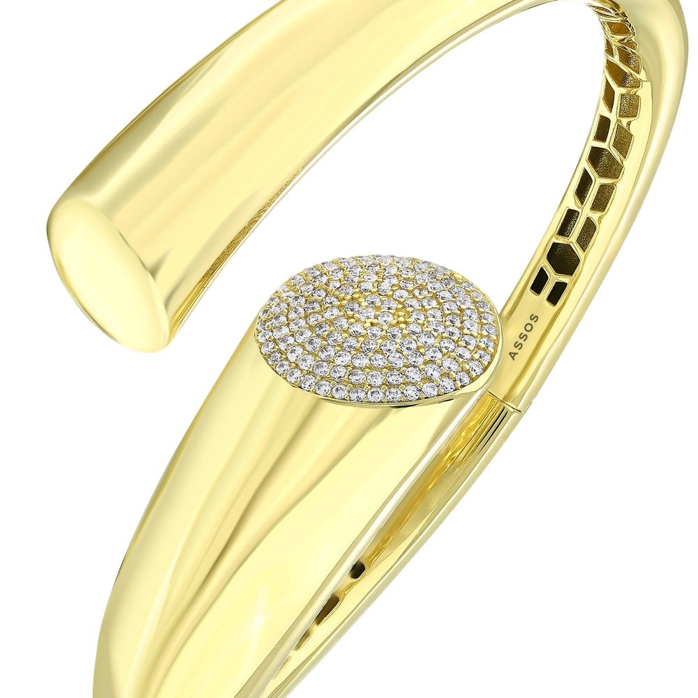 Assos Pırlanta 14 Ayar Altın Tasarım Kelepçe Modern Bilezik Modeli