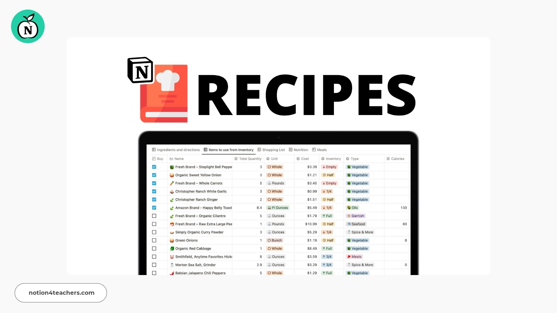 Notion Recipes by Red Gregory