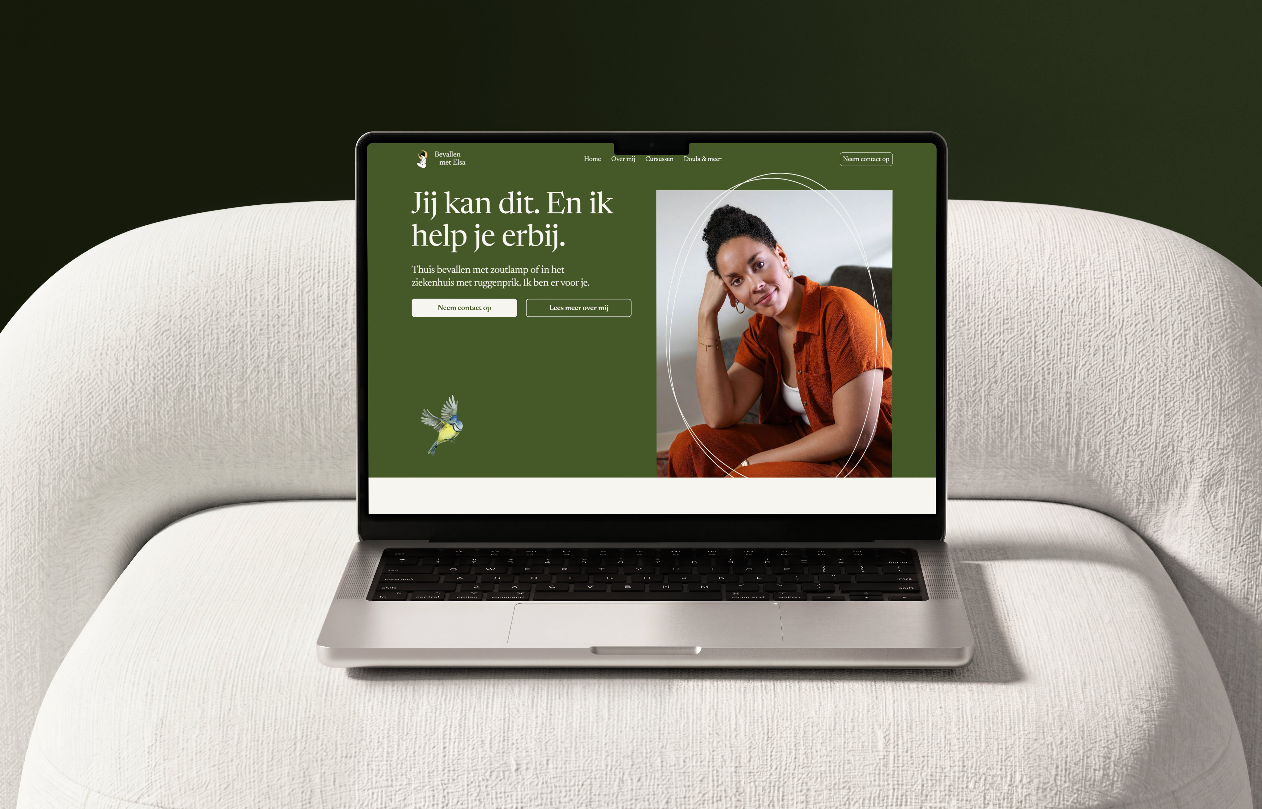 Mockup of the NineLives website hero section on a laptop