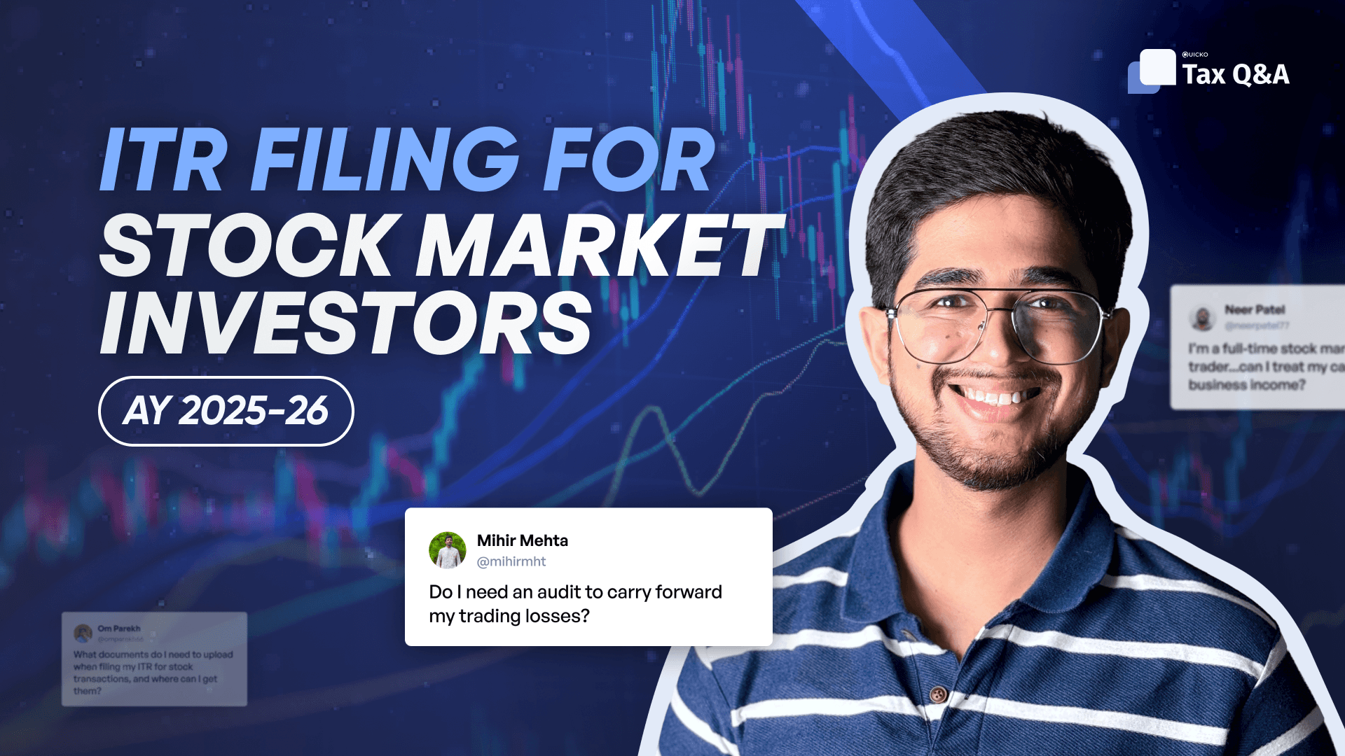 Thumbnail of ITR Filing for Stock Market Investors youtube video by Quicko