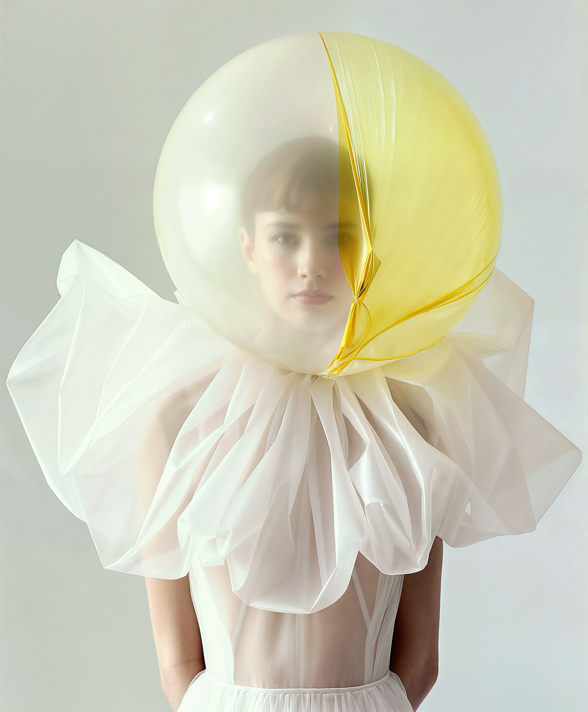 Girl wearing yellow color balloon