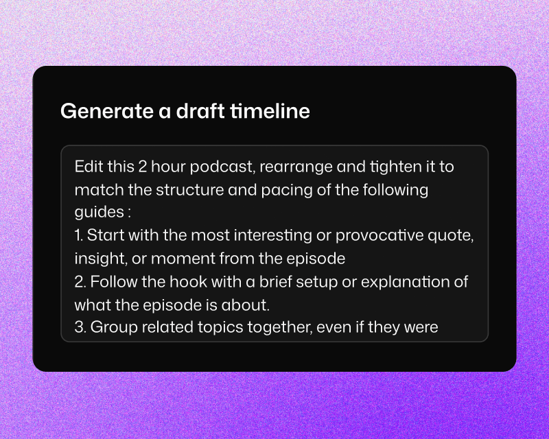 Draft a storyline in Selects