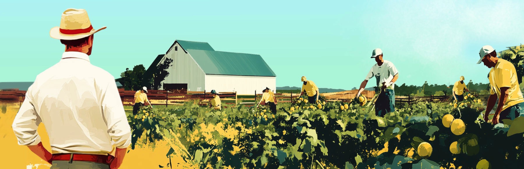 farmer overseeing workers in a field