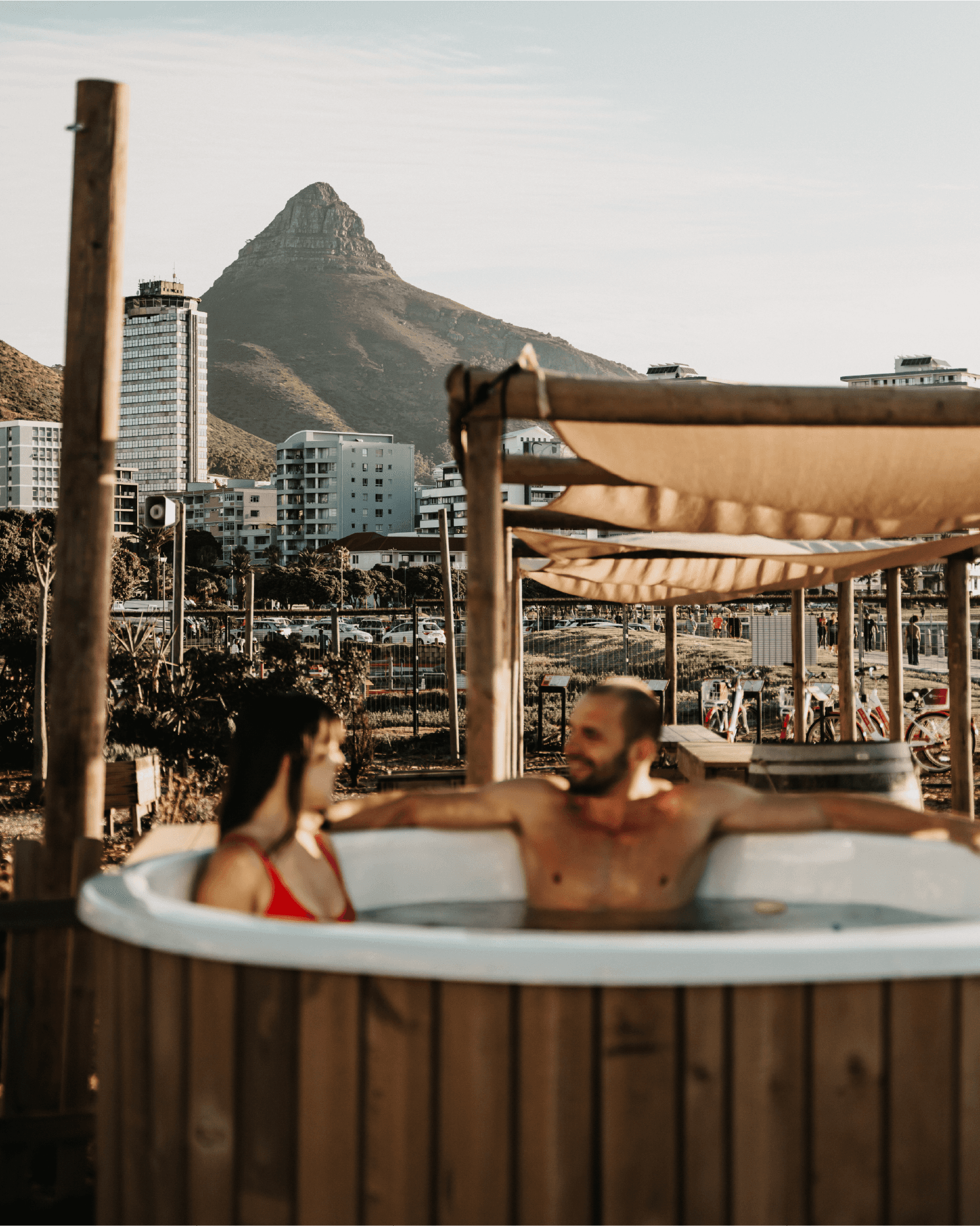 Guided Saunagus heat ritual at SaunaHaüs Cape Town, with water being poured over hot stones inside the sauna.