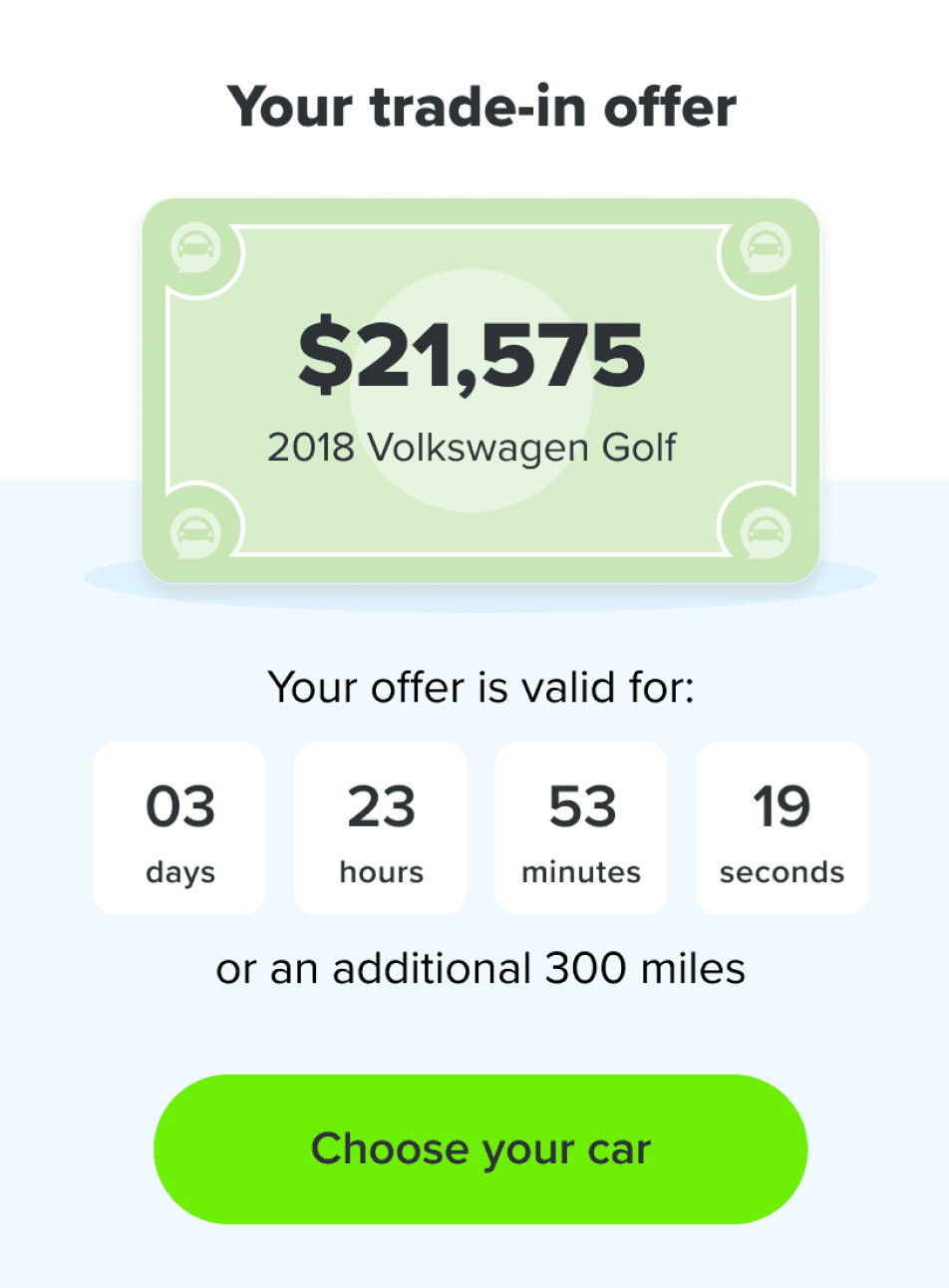 End of trade-in flow - choose your car CTA