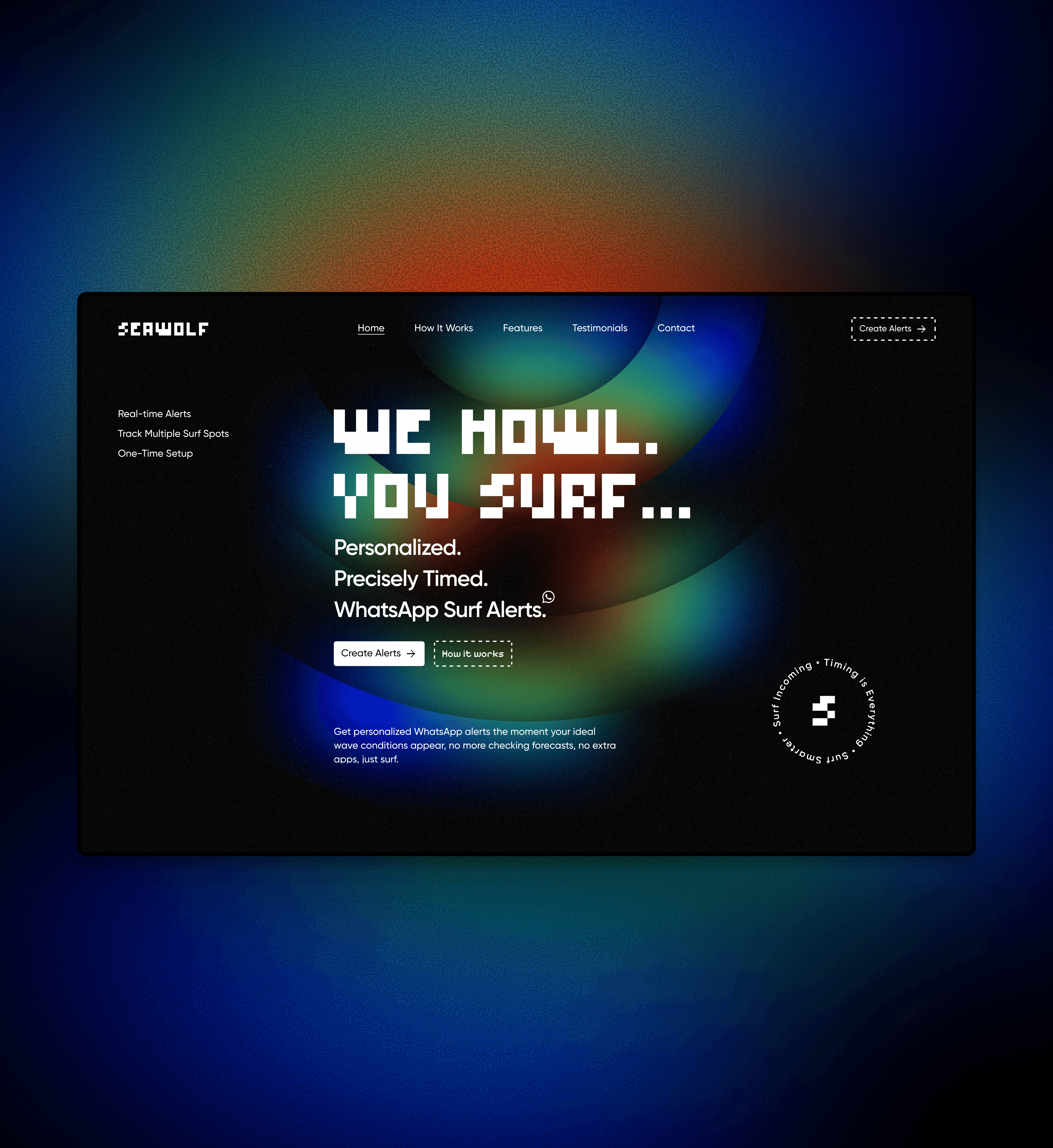 seawolf.surf marketing website hero section design