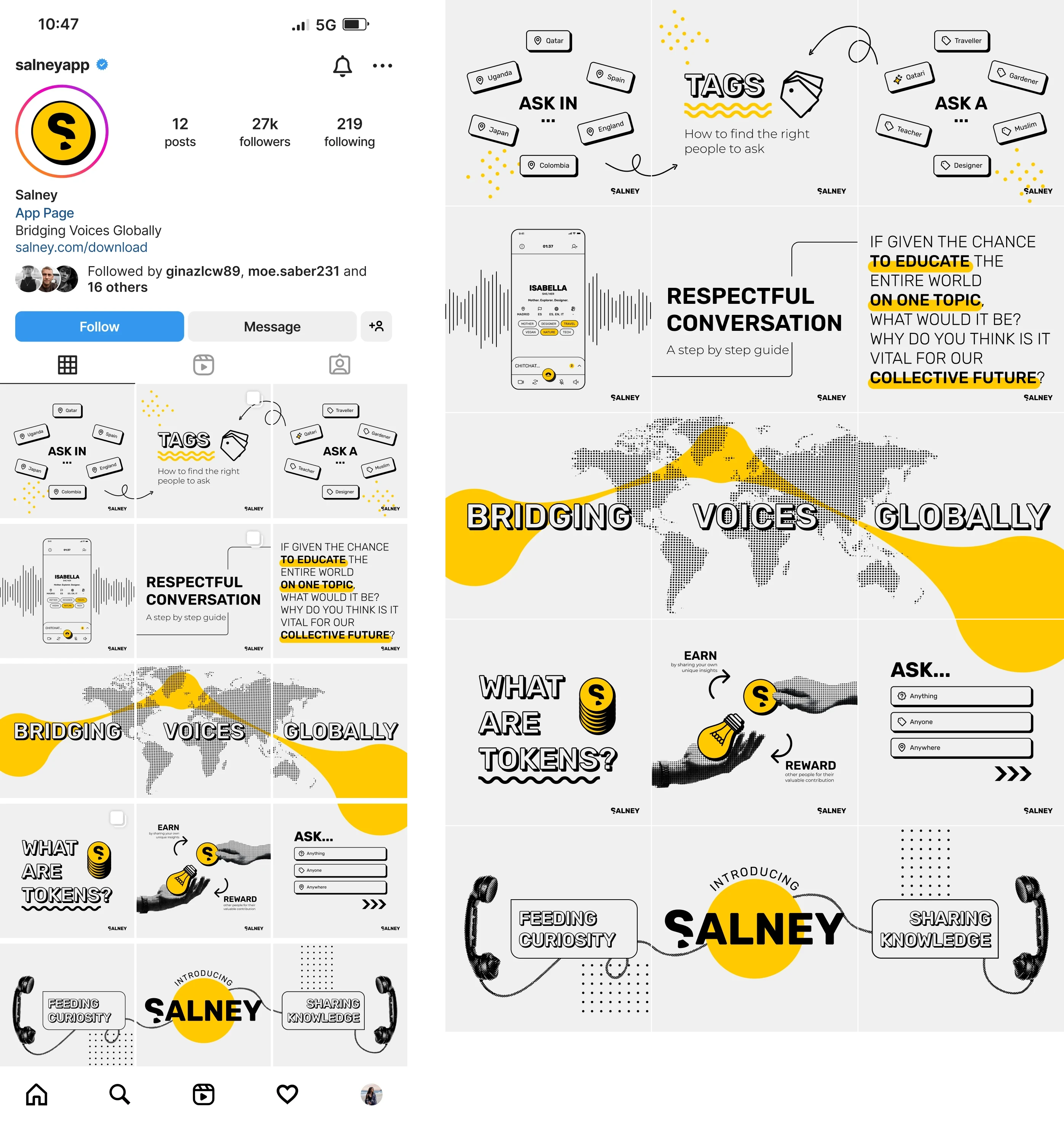 A preview of the Salney's Instagram profile grid.
