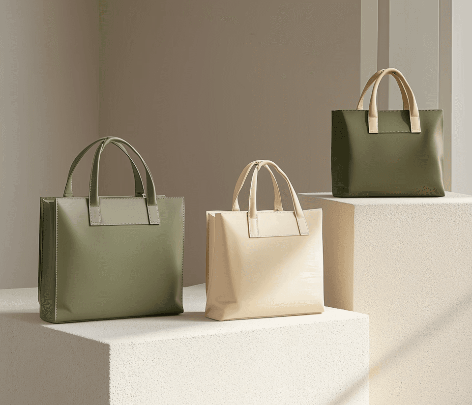Two green bags and Brown bag