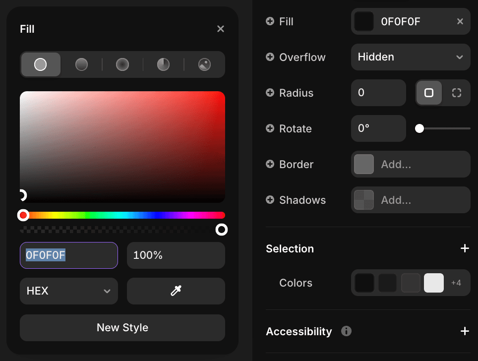 Color style properties on Framer