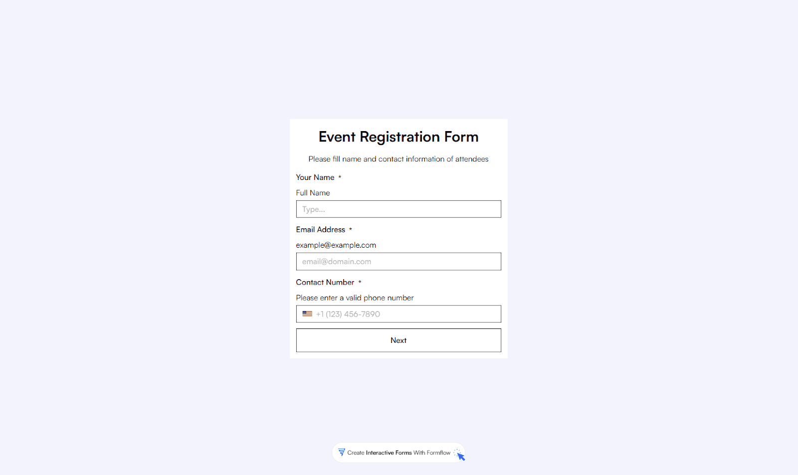 Formflow Event Registration Form