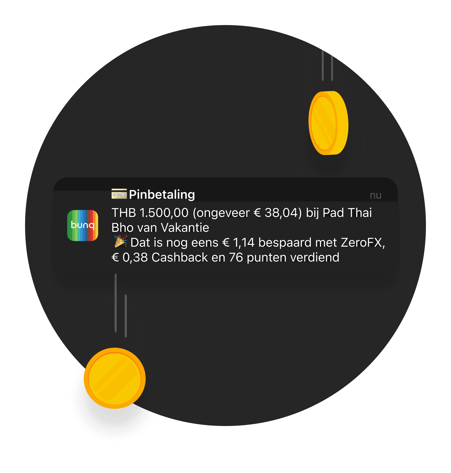 Schermafbeelding van een tweet met tekst over een recent evenement, met cirkelvormige graphics op een donkere achtergrond.