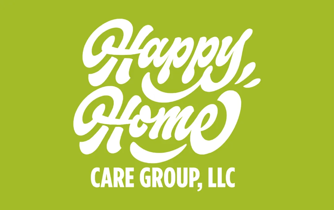 Happy Home Care Group logo in green handwritten typography