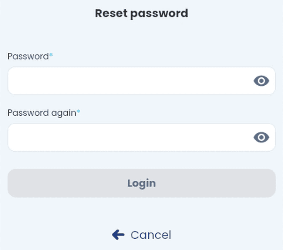 Bettair.life IoT development - Password recovery screen