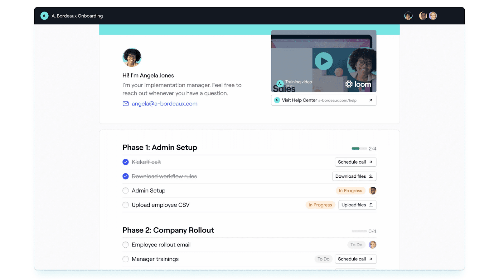 Dock client onboarding interface