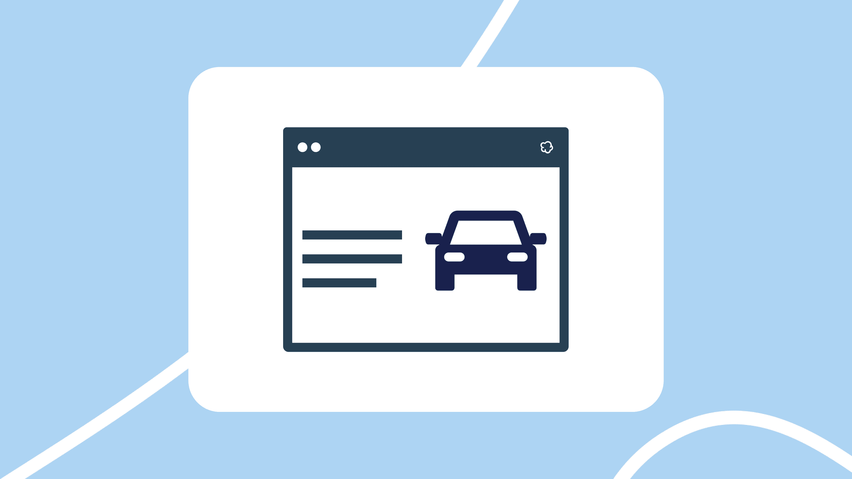 Ilustración de un anuncio de coche en una ventana de navegador (tipo Wallapop) sobre un fondo azul.