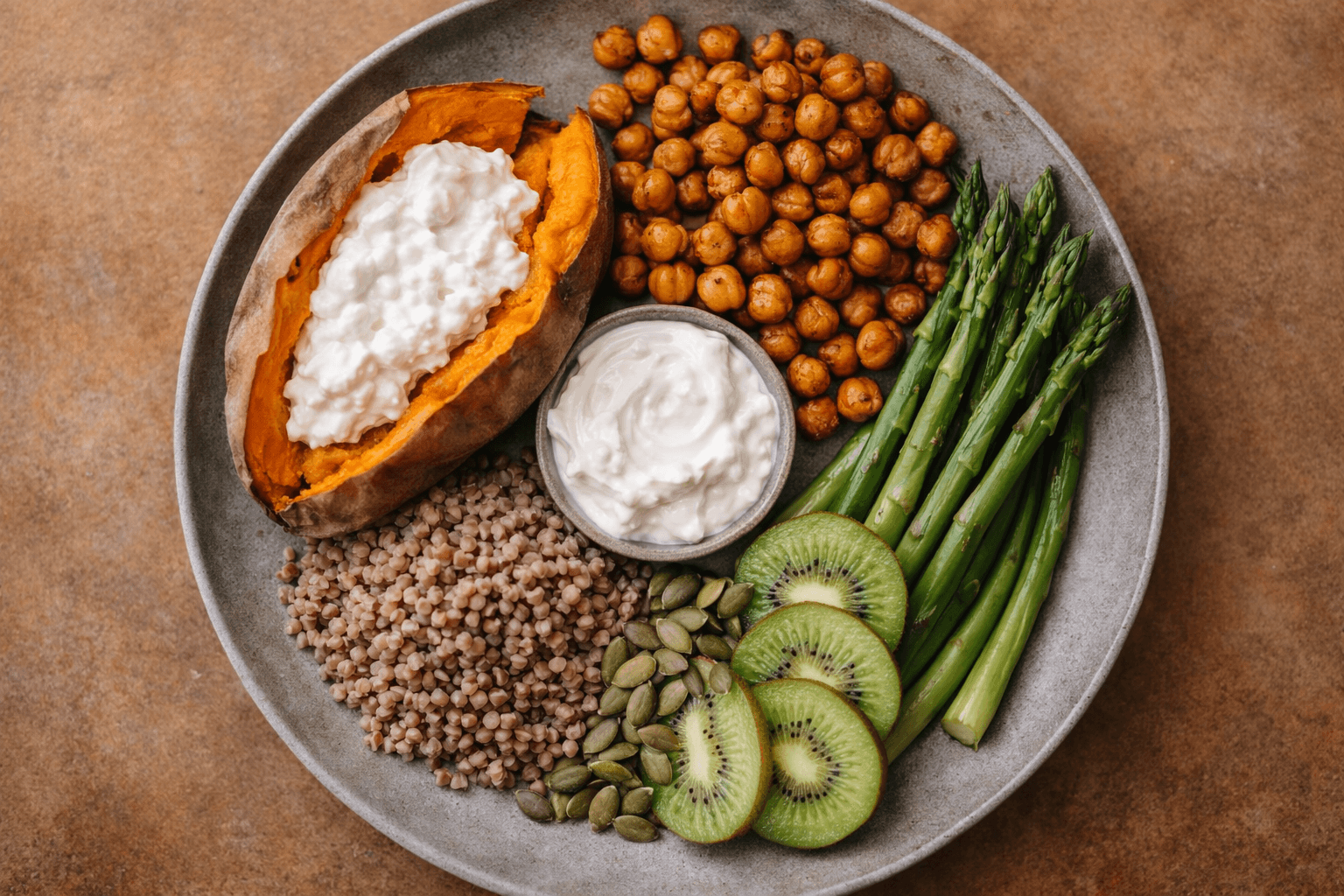 balanced meal  — foods that support hormonal health through insulin, estrogen and cortisol mechanisms