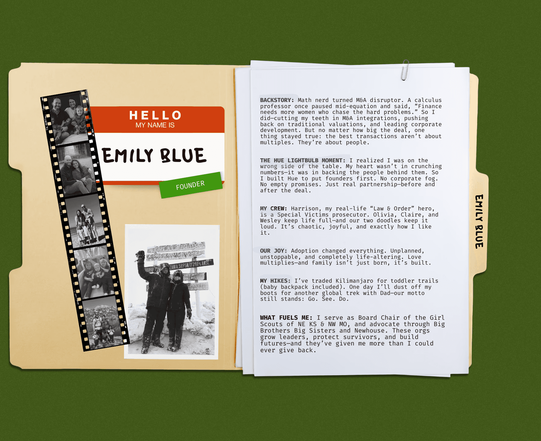 Emily Blue, founder of Hue Partners Bio and Background