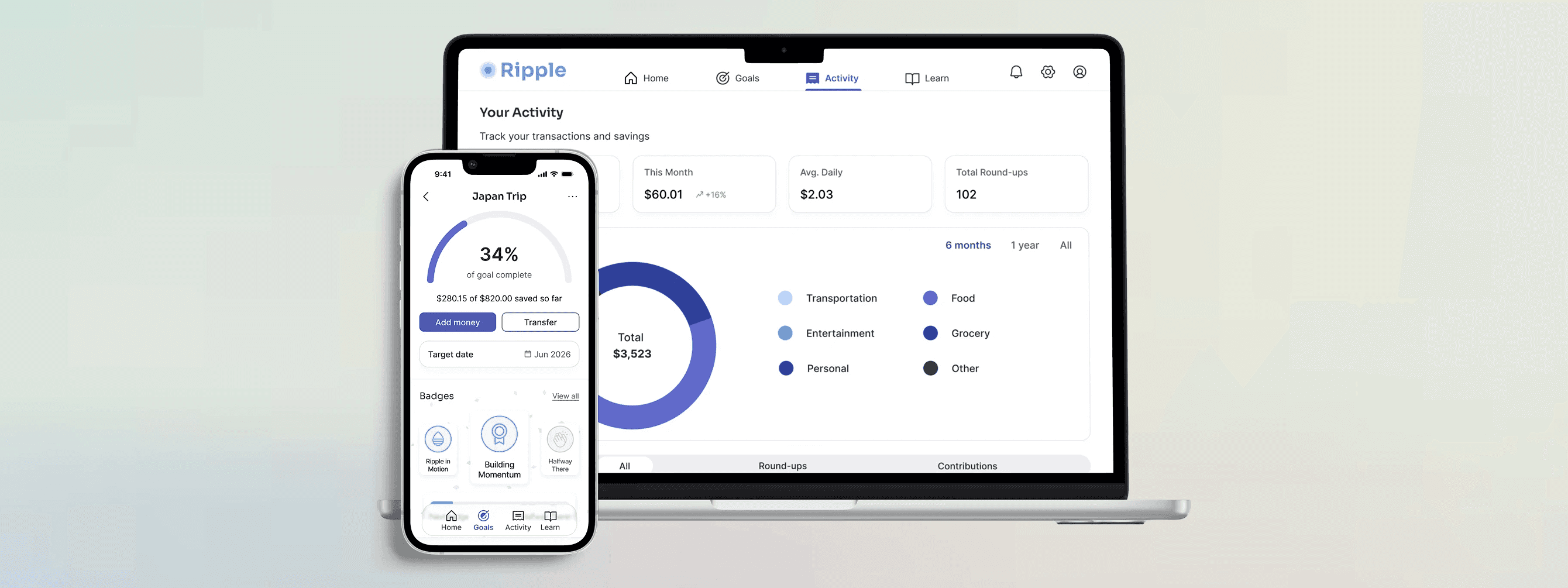 Ripple fintech app for flexible savings