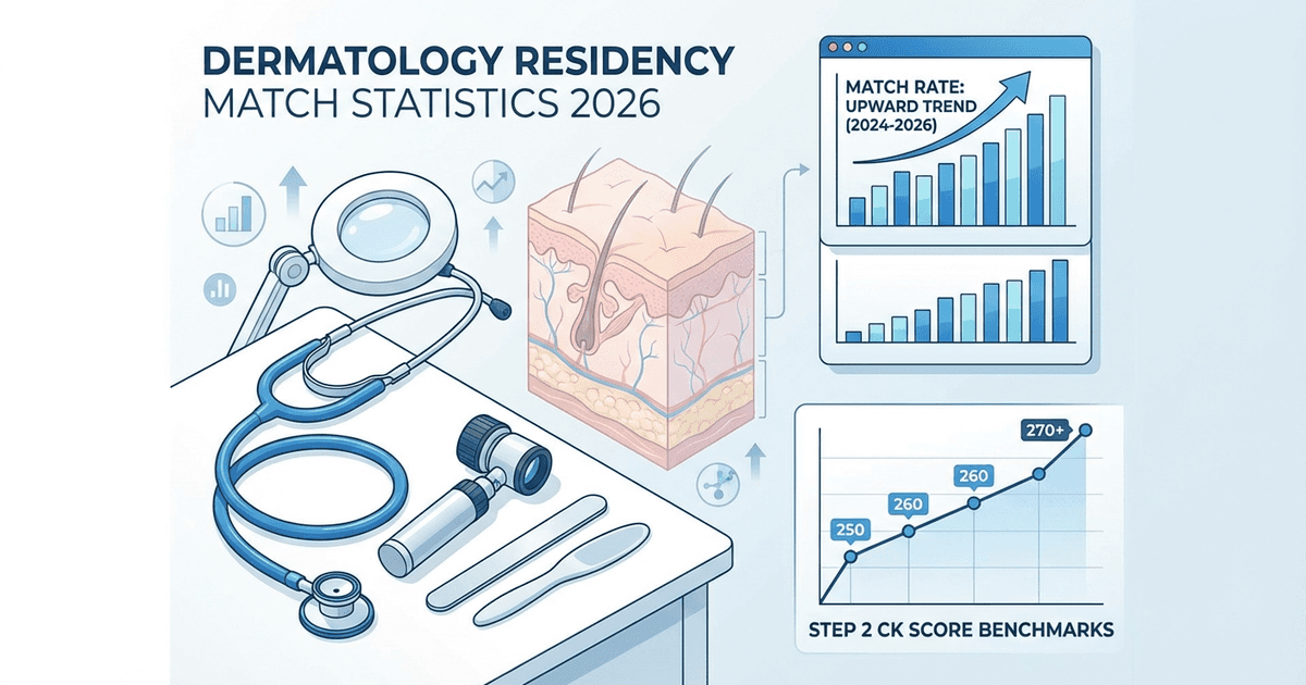 Cover: Dermatology Residency Match Rate 2026: NRMP Data, Step 2 CK Score Benchmarks and How to Compete