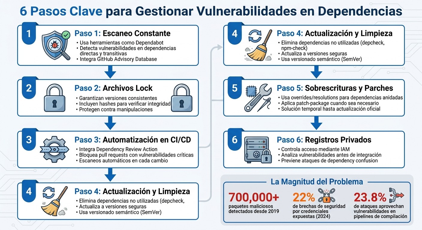 6 pasos clave para gestionar vulnerabilidades en dependencias de software