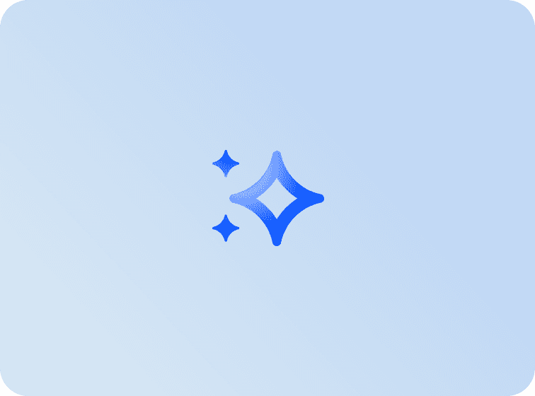 A simple blue graphic featuring a sparkling star-like design on a light blue background.