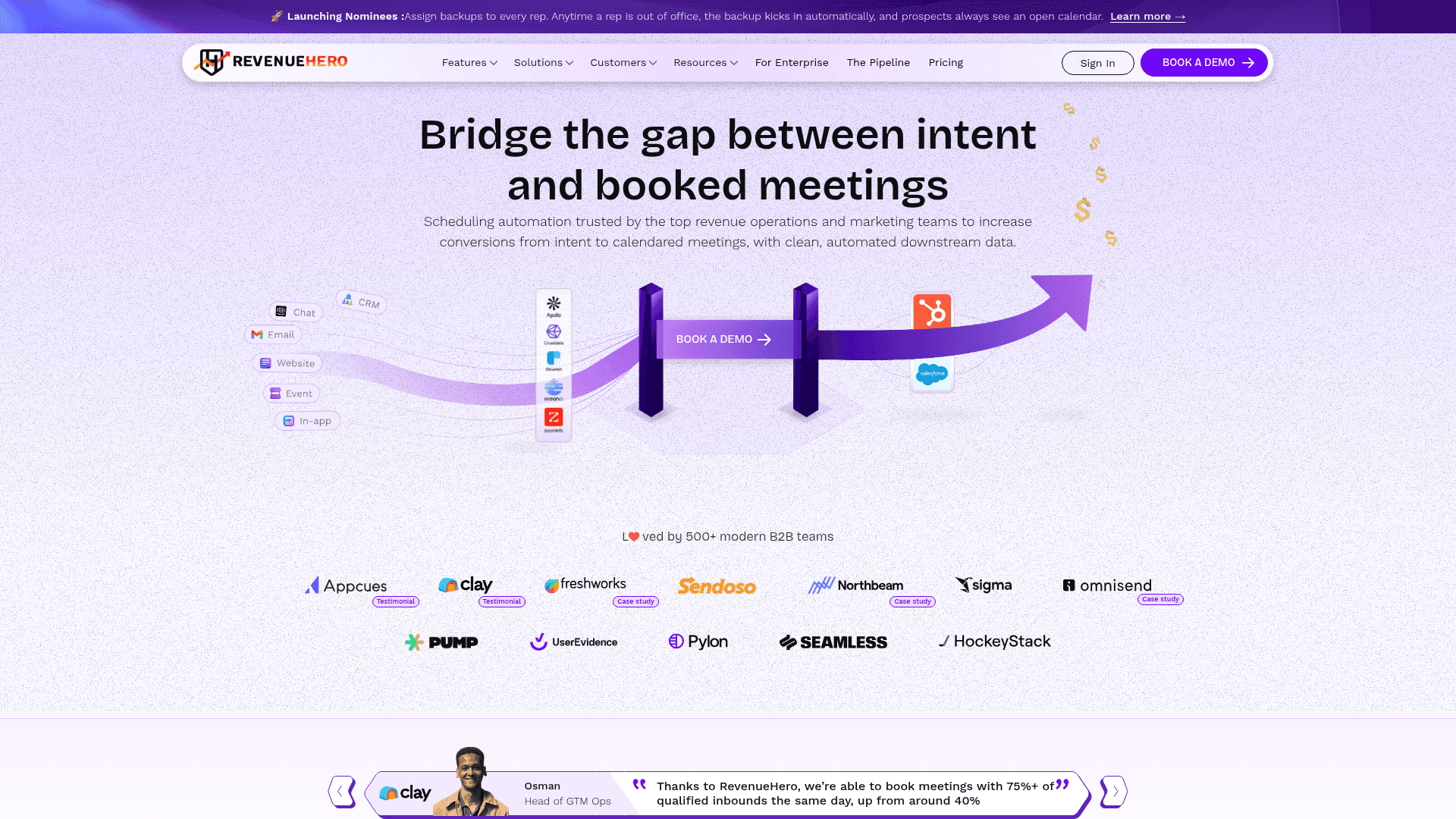 Screenshot of https://www.revenuehero.io