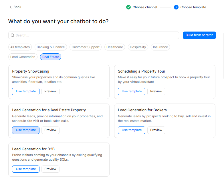 Real-estate chatbot template