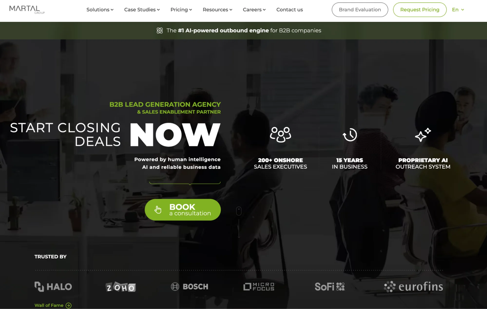 Martal Group homepage: B2B lead generation and sales outsourcing agency