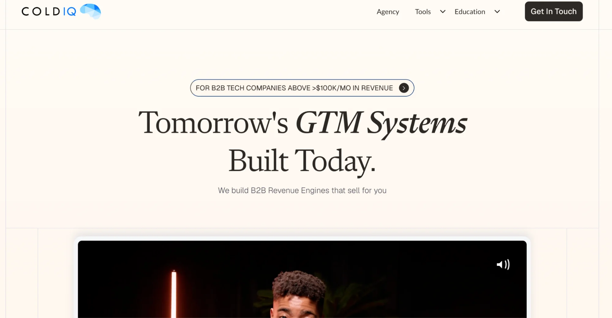 ColdIQ homepage: AI-first, Clay-native cold outbound agency