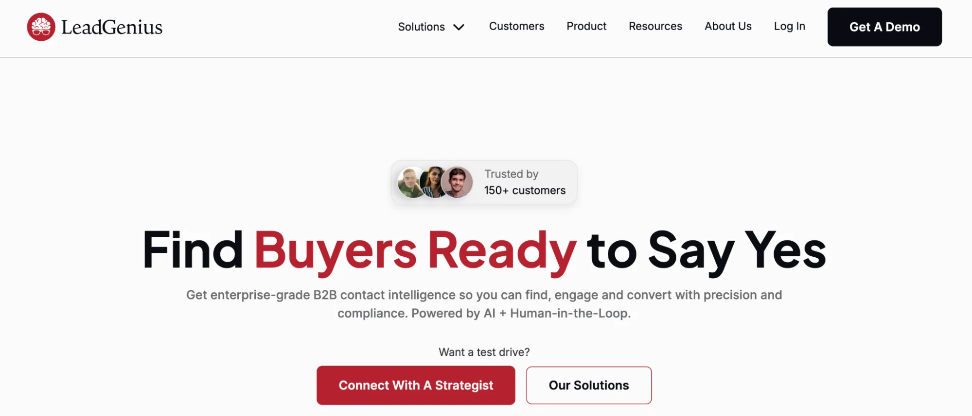LeadGenius homepage: AI and human-powered B2B contact data and prospect lists