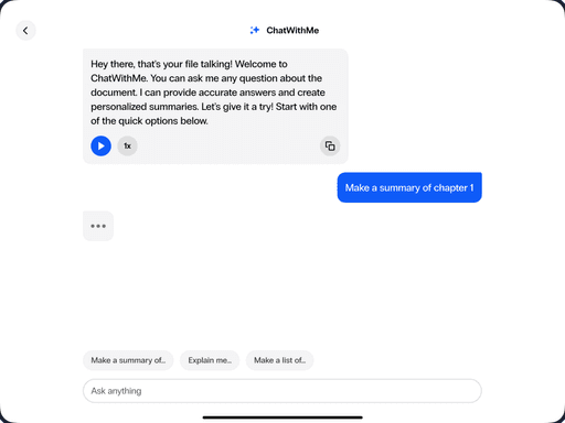 Ui of the chatwithme feature