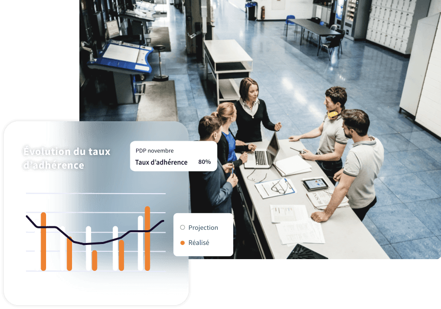 Réunion de travail dans une usine