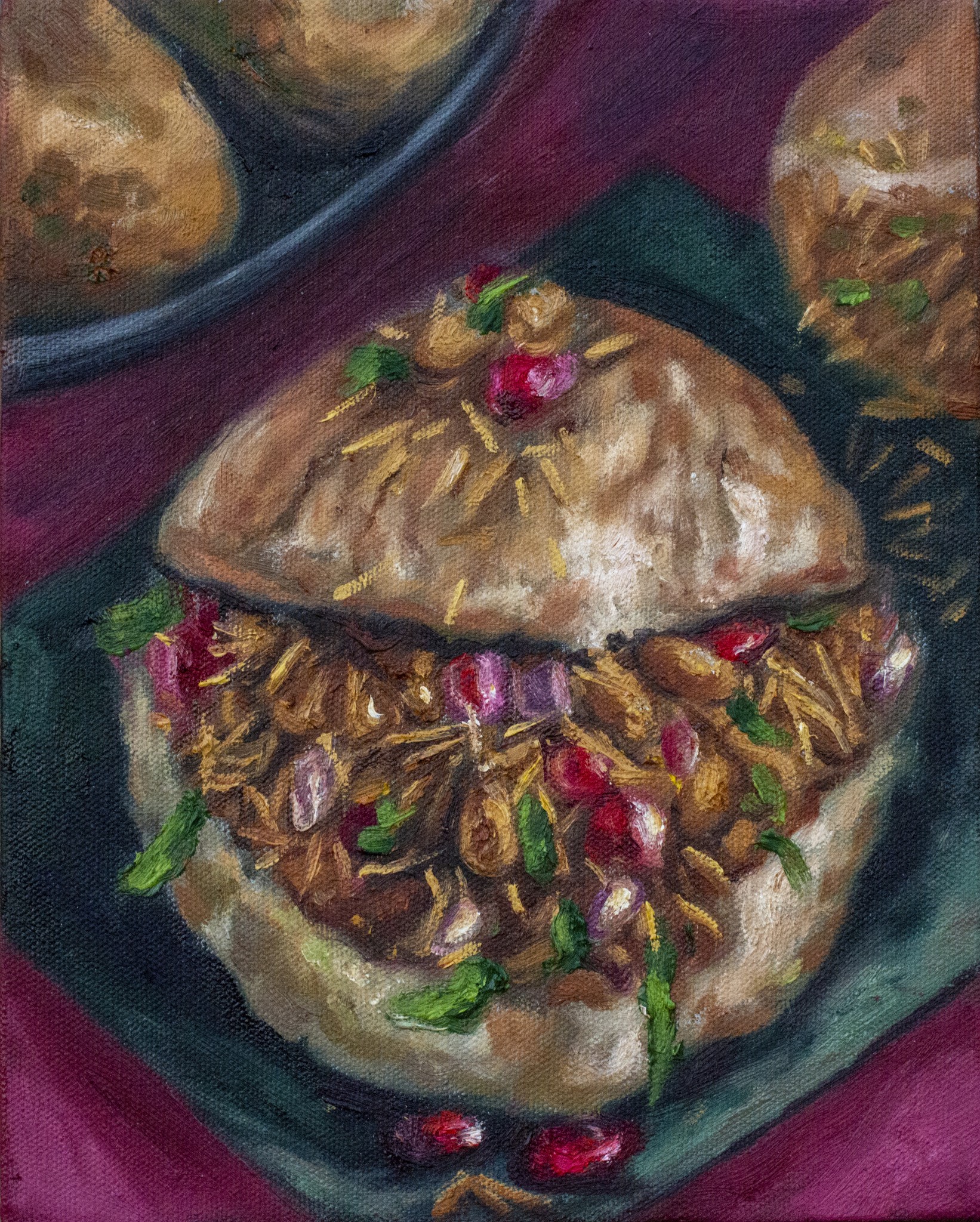 red and white abstract painting