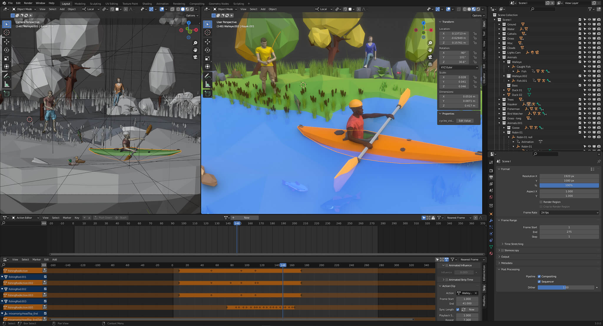 Ducks screenshot of working on animation