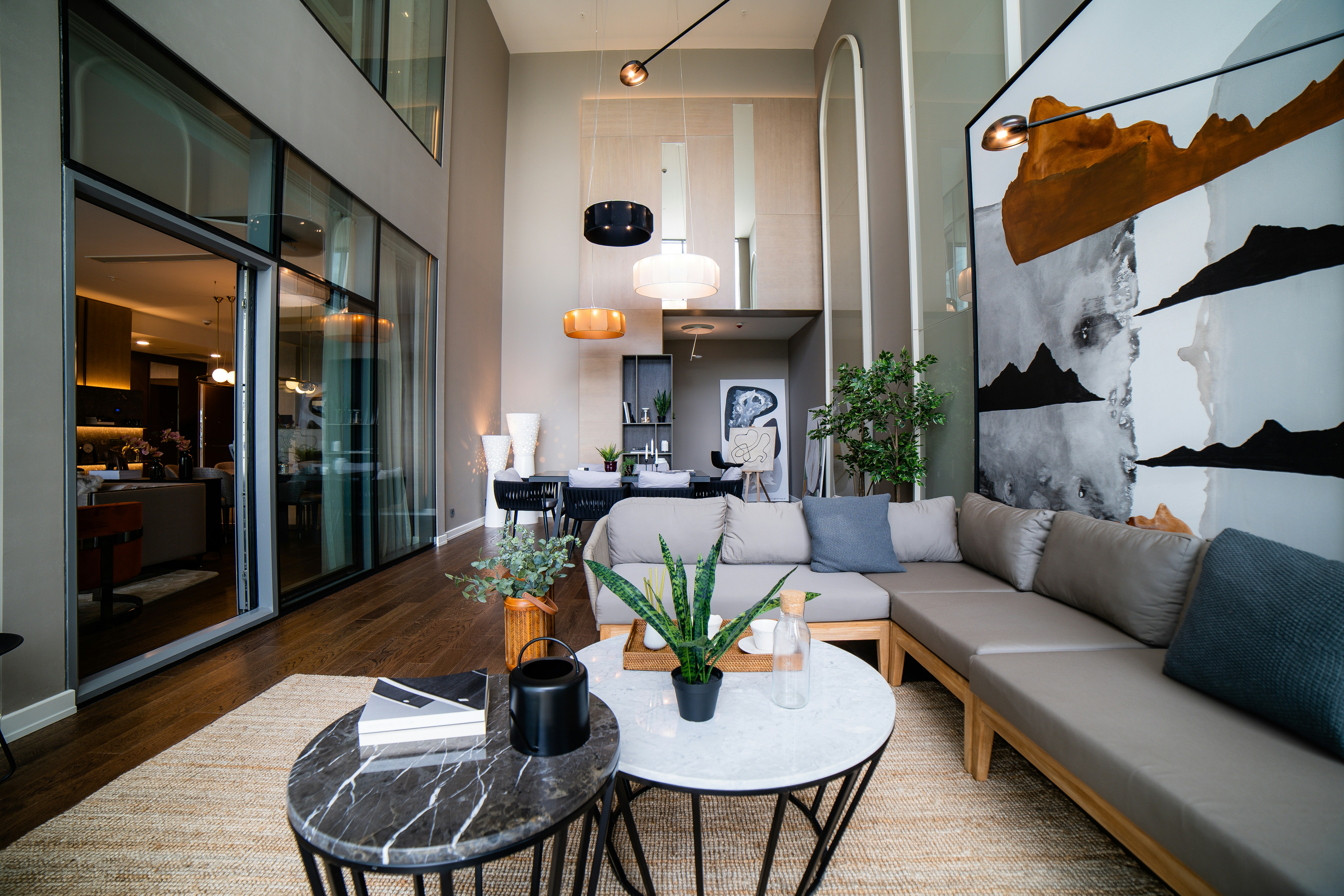 green potted plant on round black table