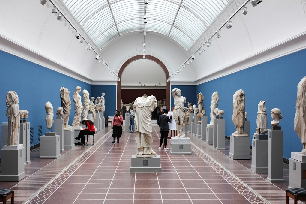 Fine art sculpture gallery in a museum