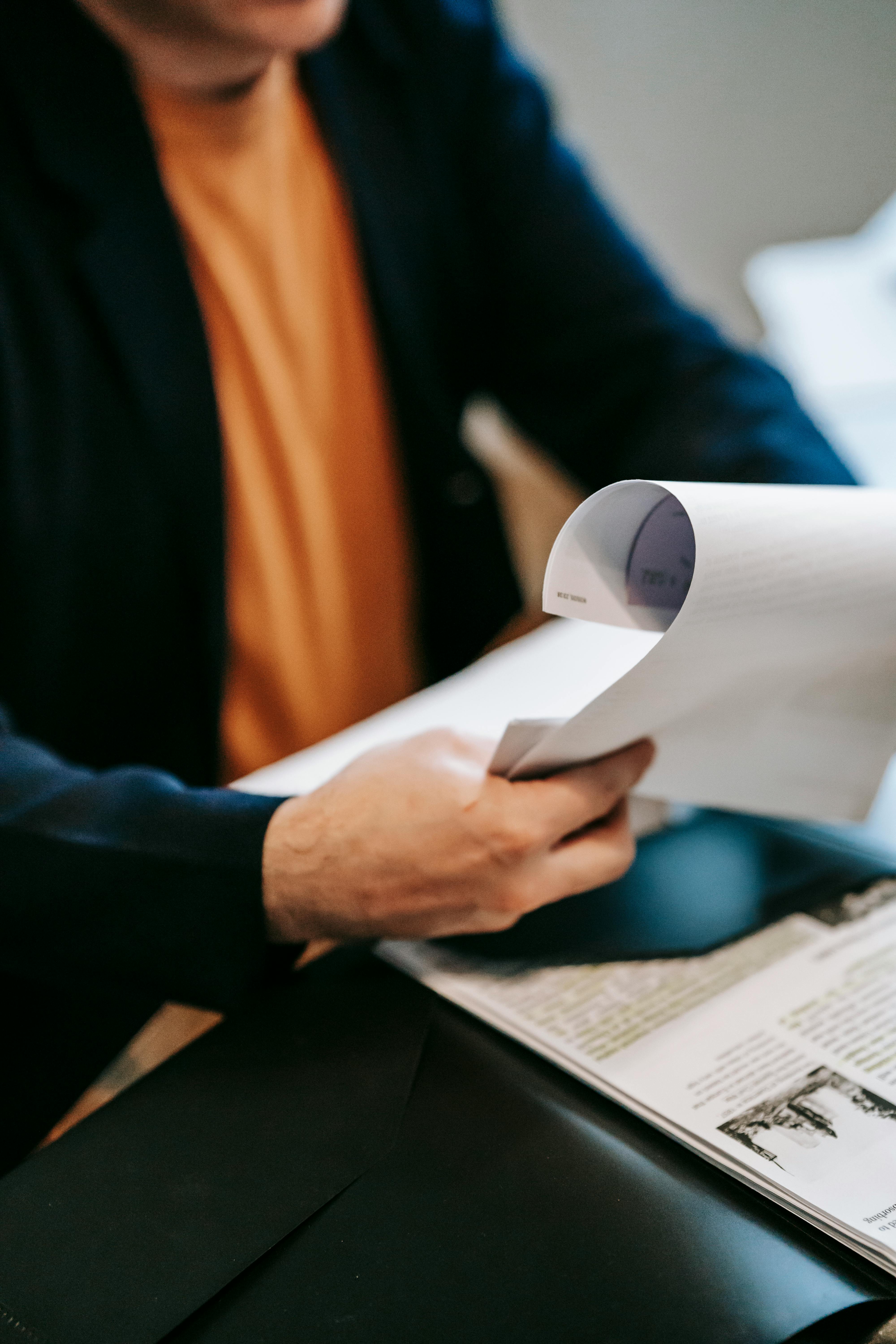 Executive reading white paper