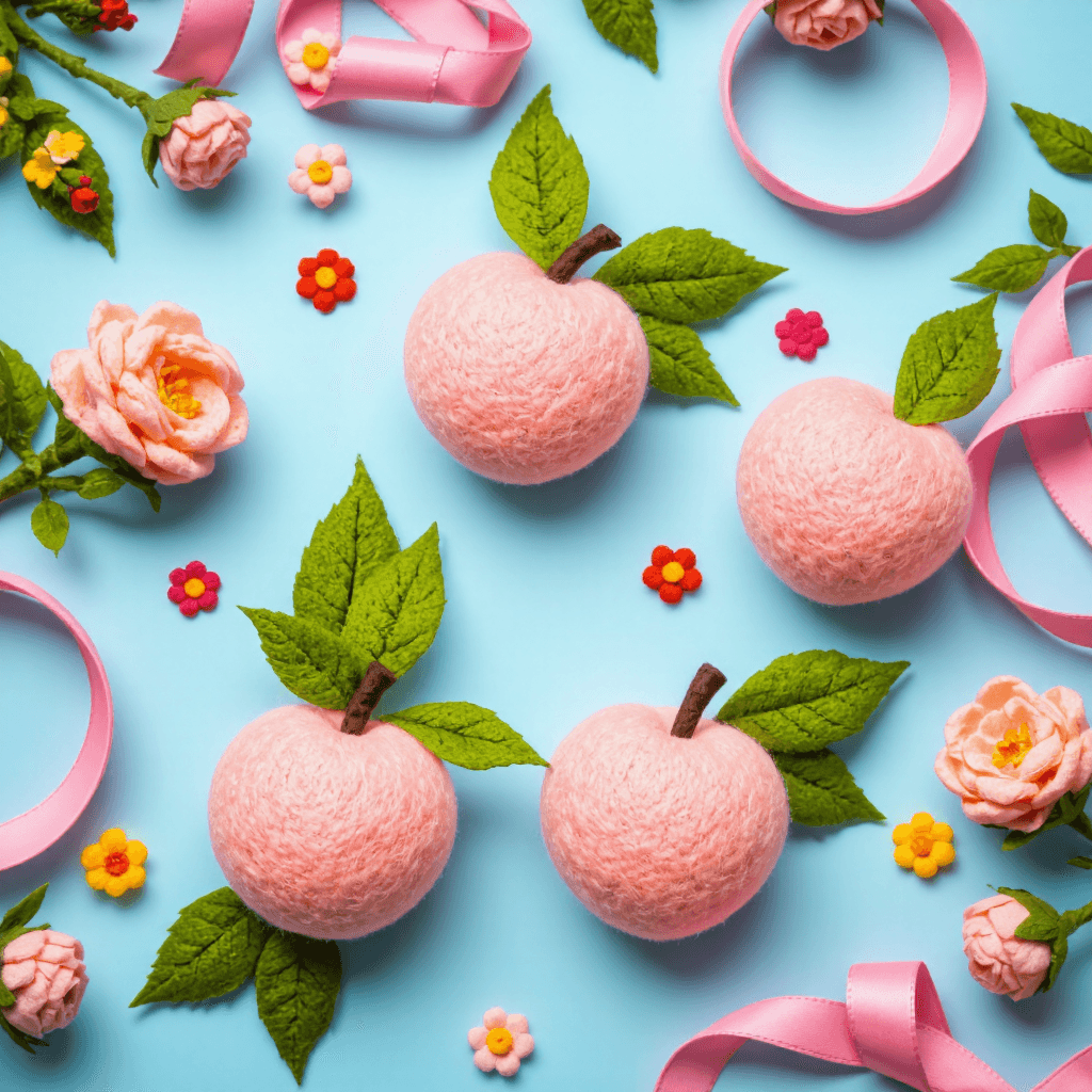 product photography of felt decorations