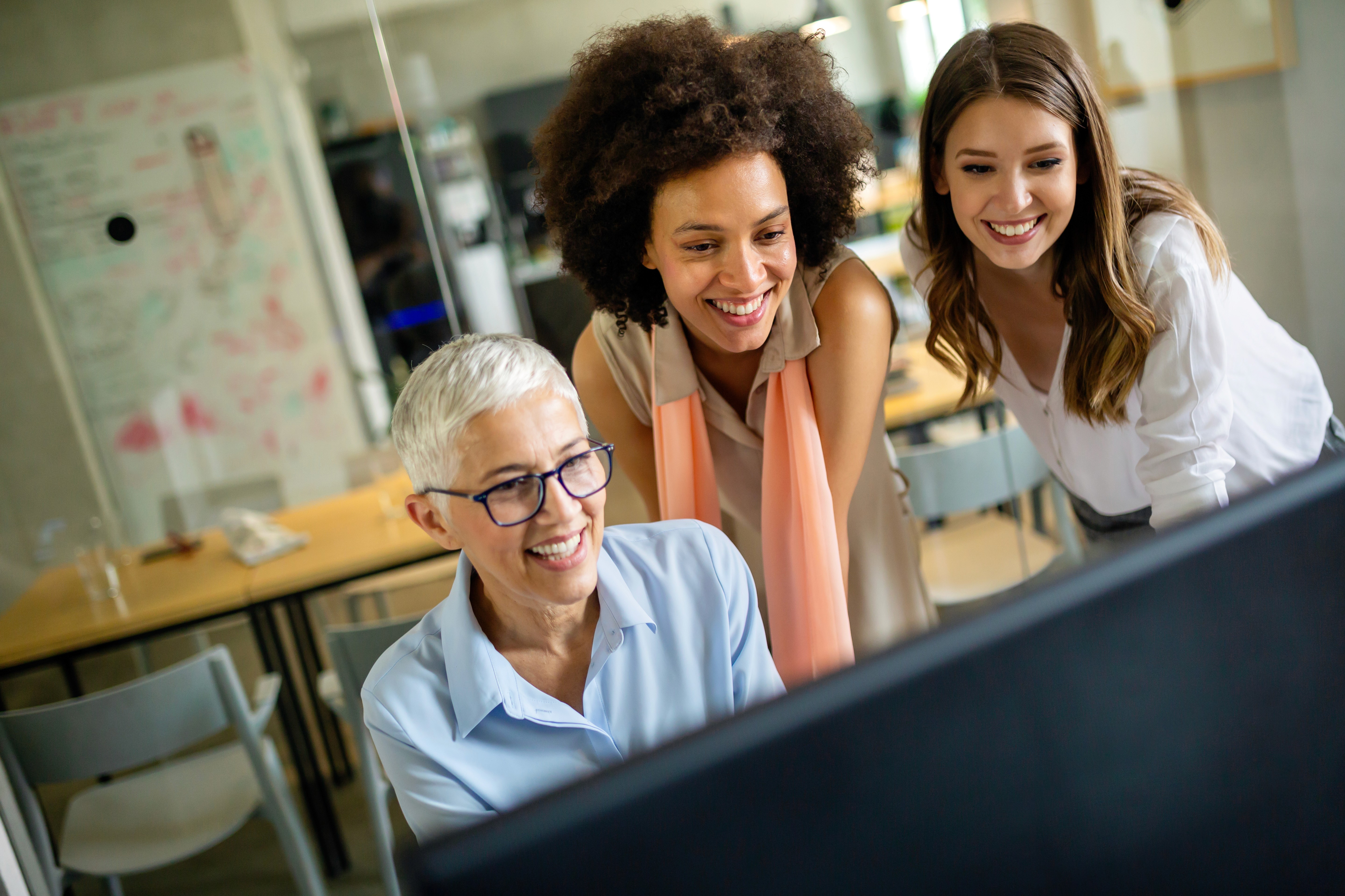 Group of teachers are working with AI