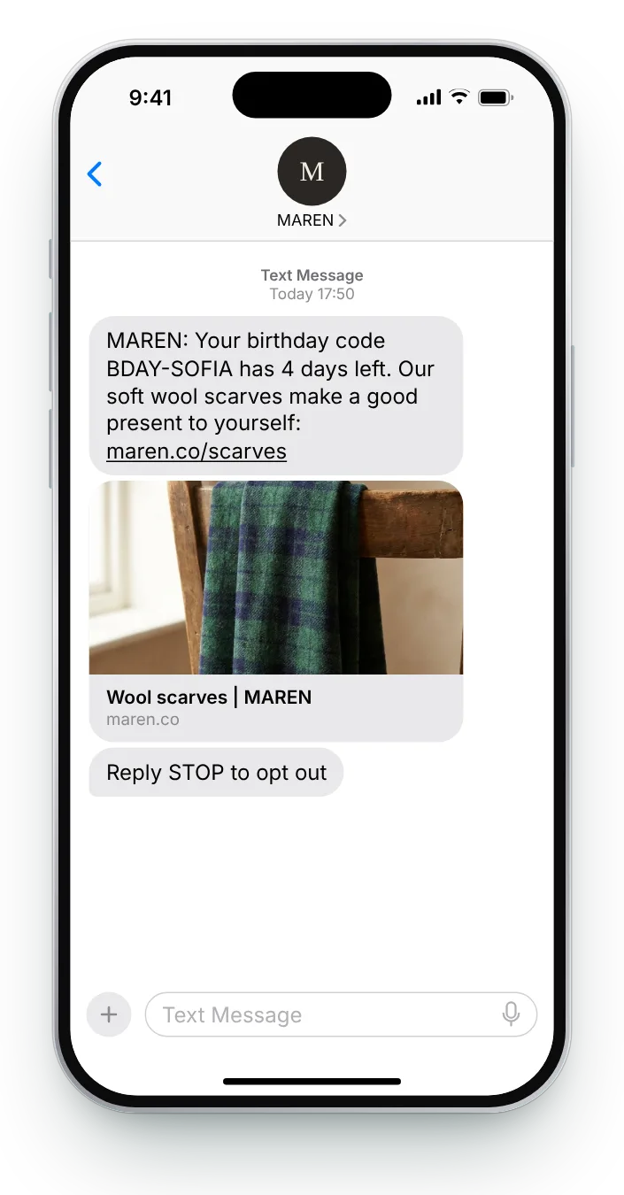 The code is about to lapse birthday text on an iPhone