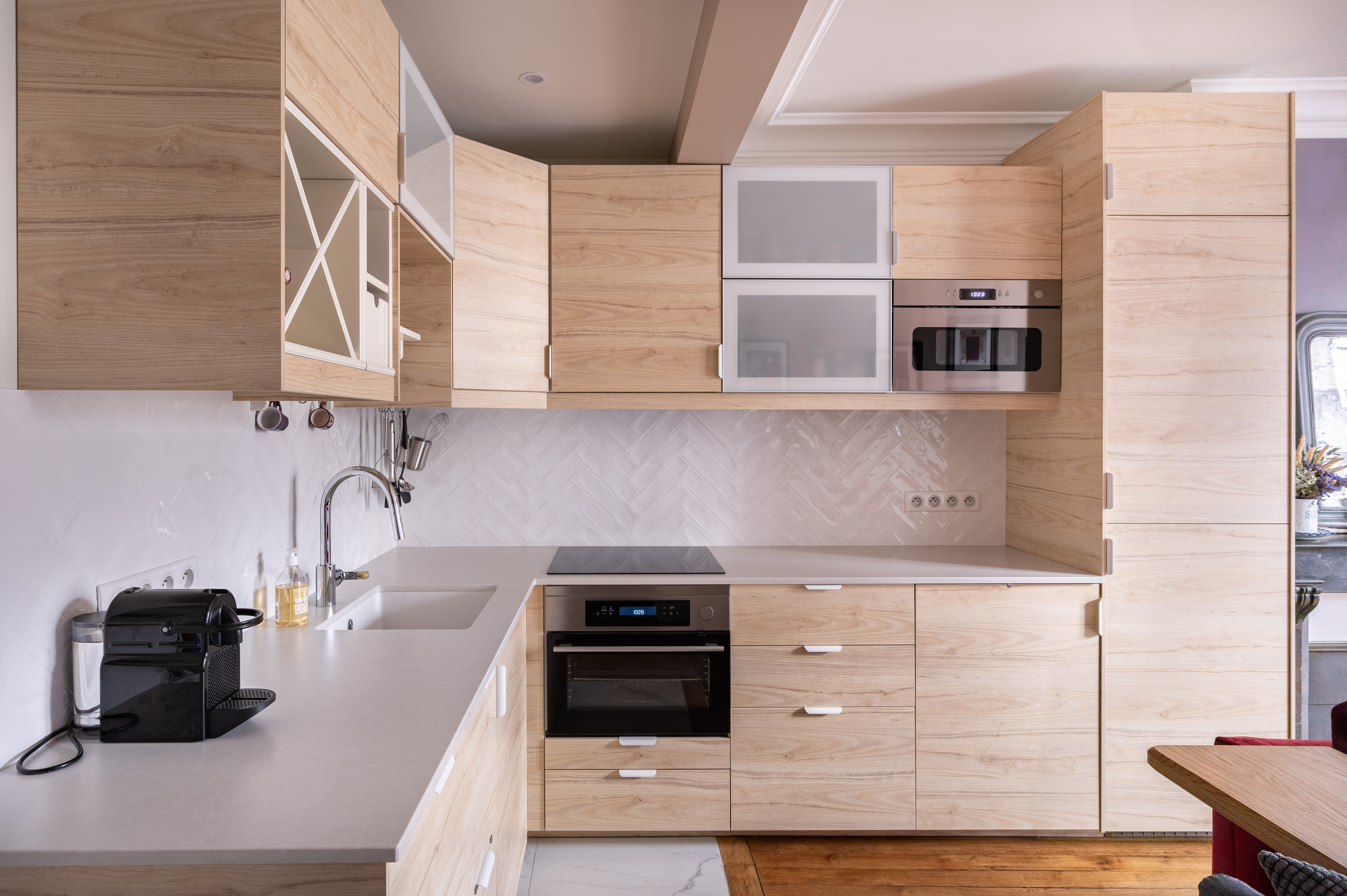 Dark theme living room with redish sofa's