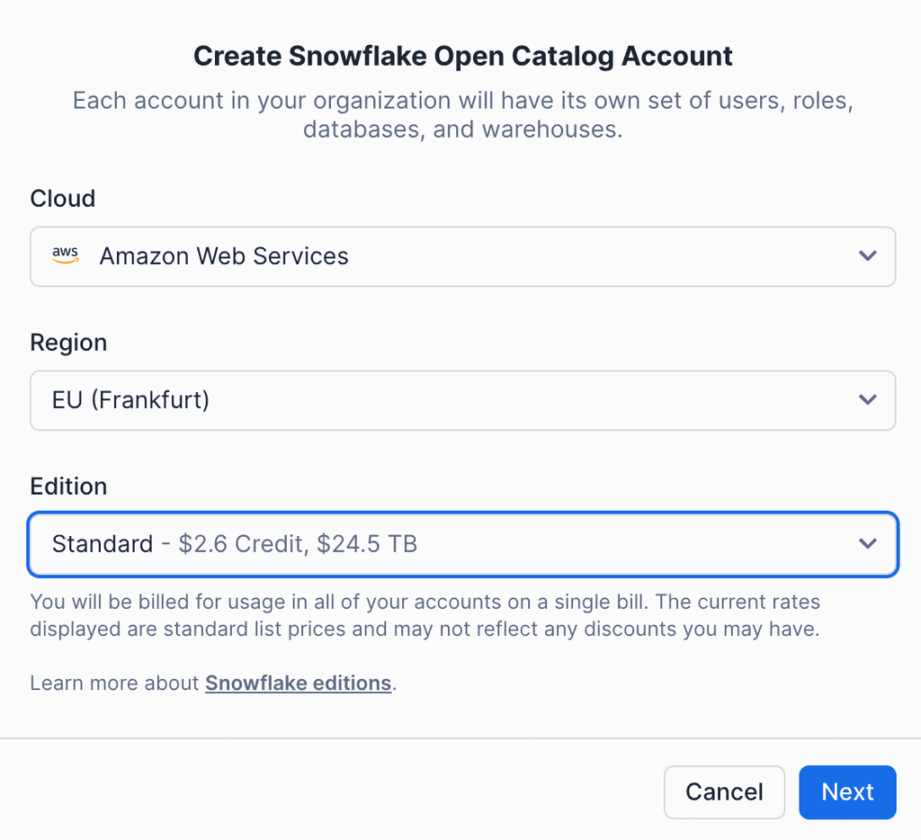 How to setup a managed Iceberg catalog using Snowflake Open Catalog Tower