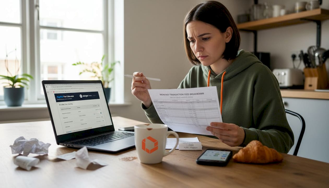 Founder checking Stripe and PayPal fee spreadsheet