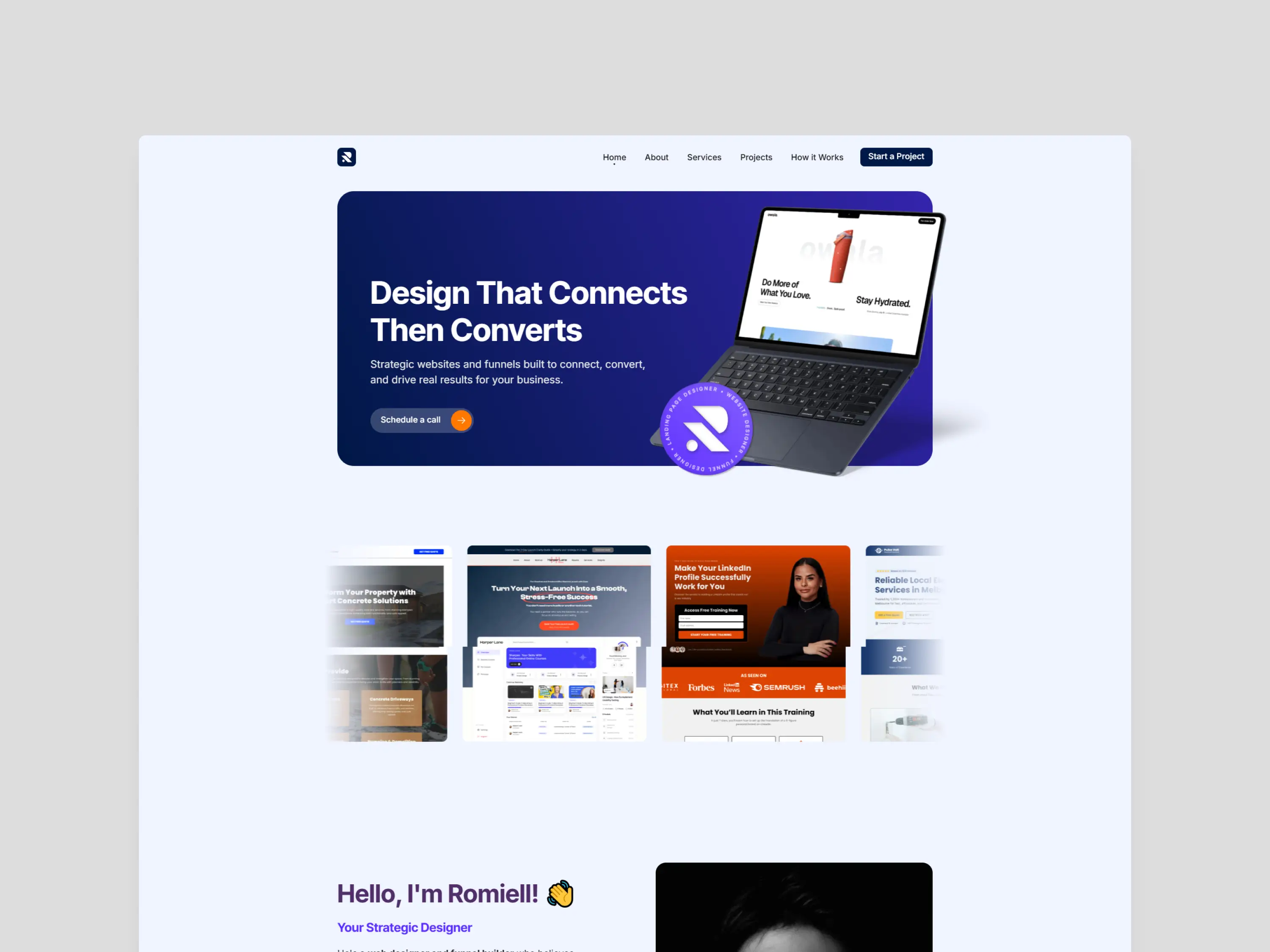 Framer website development mockup