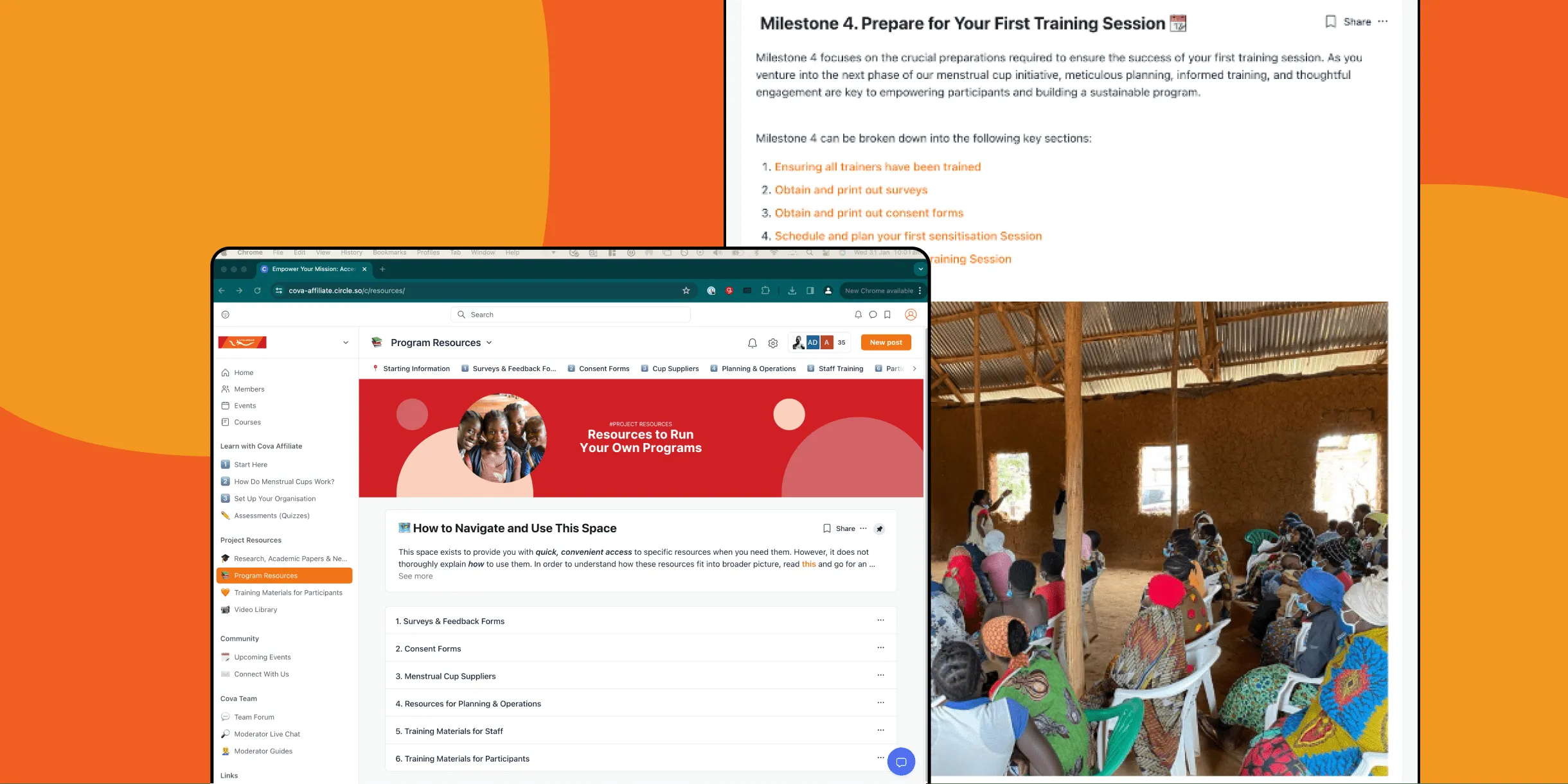 Cova Affiliate community platform designed by Uptrak