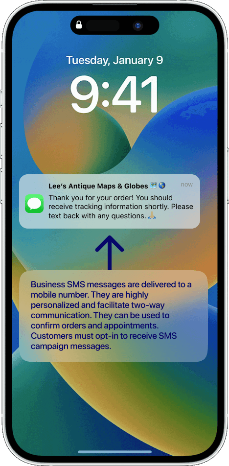 mobile phone with small business SMS text messaging