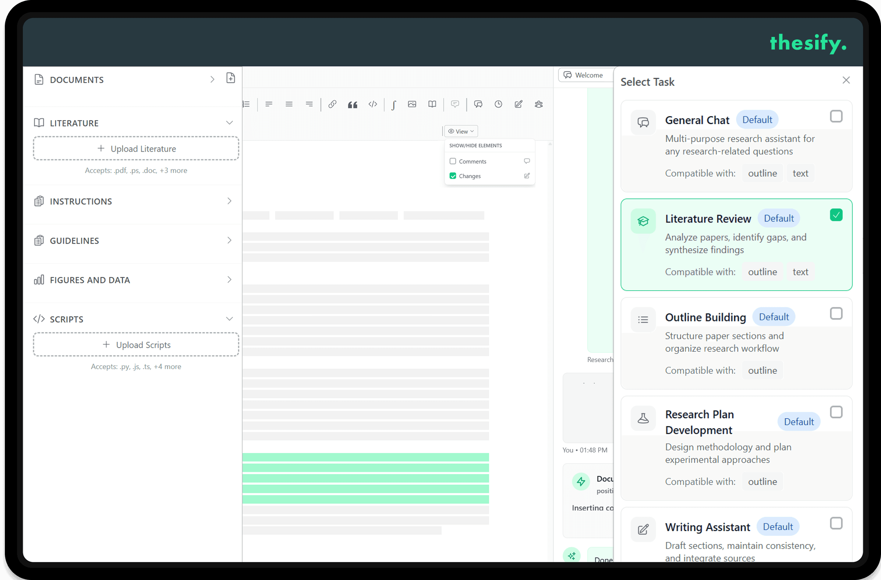 thesfy's app showing resources provided by using semantic search