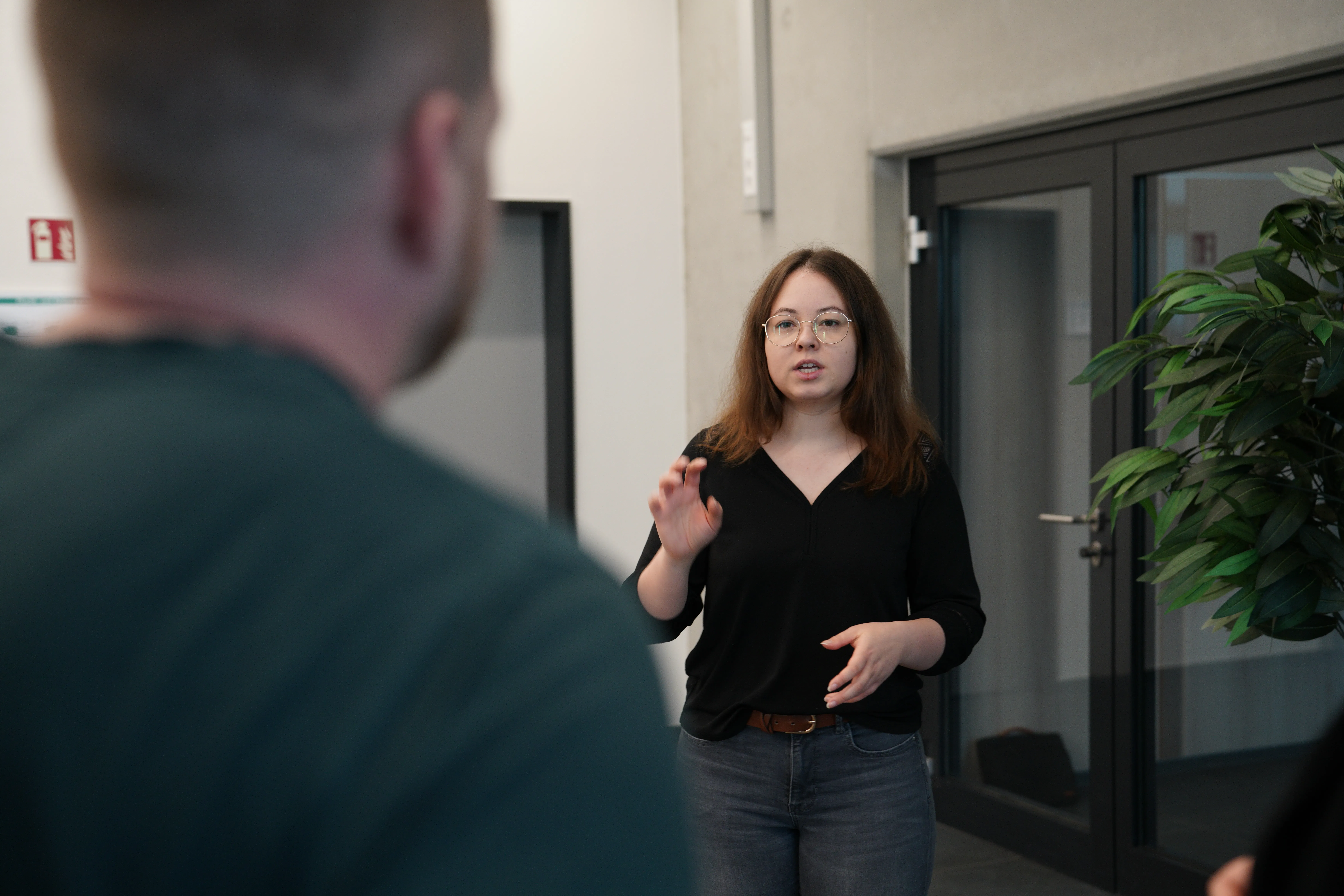 Team working at the table in well lit office