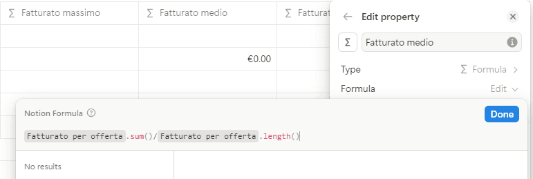 Formule per calcolare diversi tipi di fatturato per ogni singolo agente