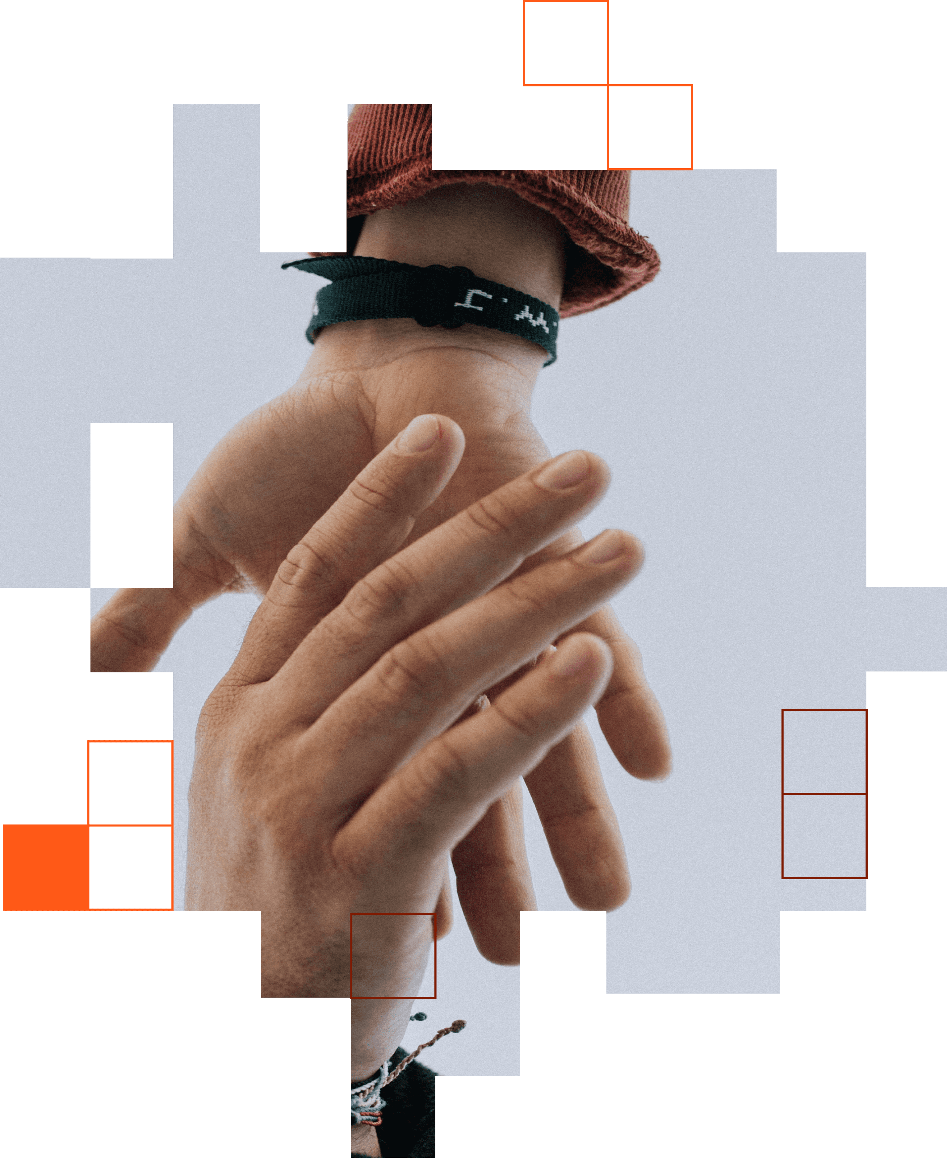 view of two persons hands